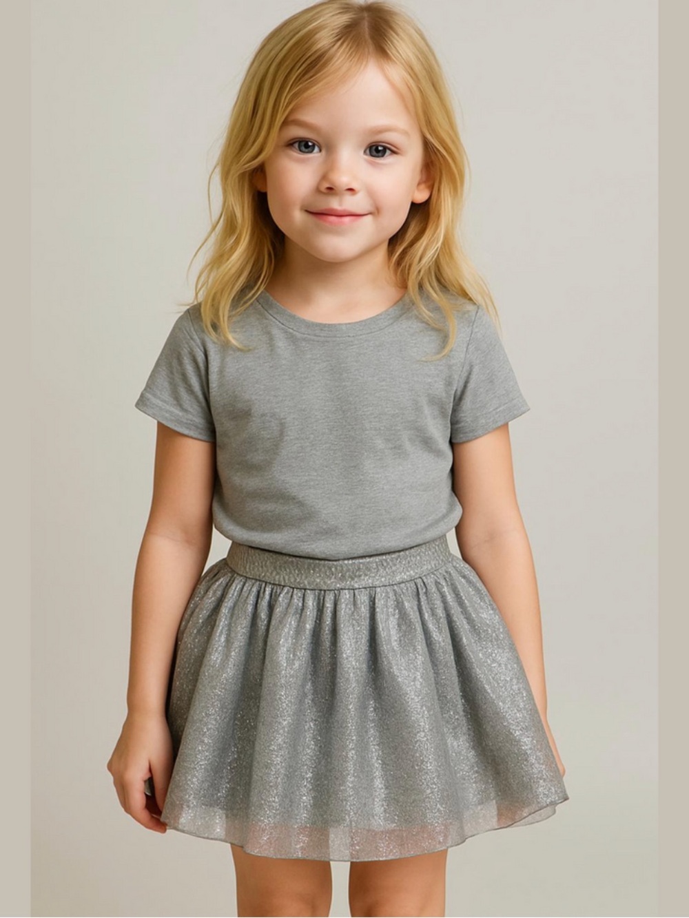 Crazy 8 Girls' Silver Short Sleeve Tee with Sparkle Skirt